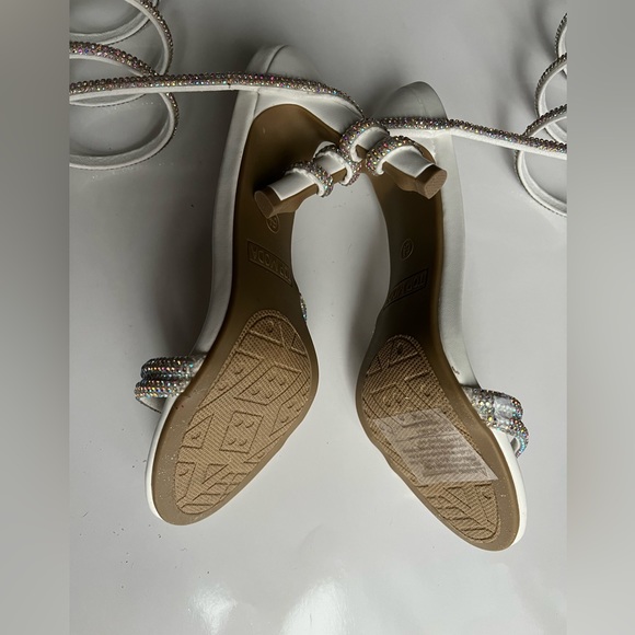 White Rhinestone Strappy Heels - Picture 4 of 5
